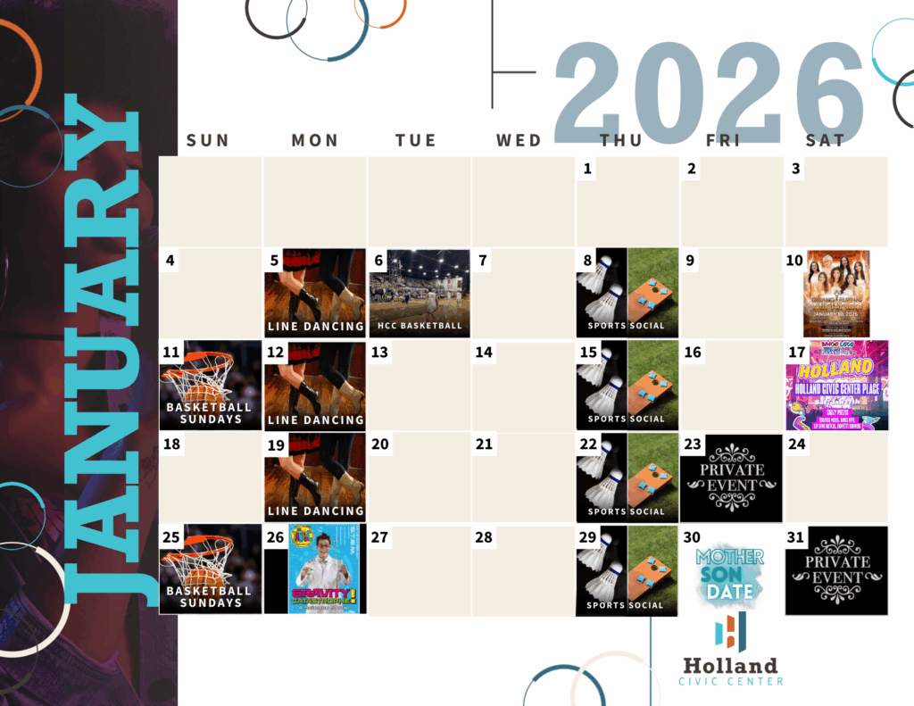 January Holland Event Calendar